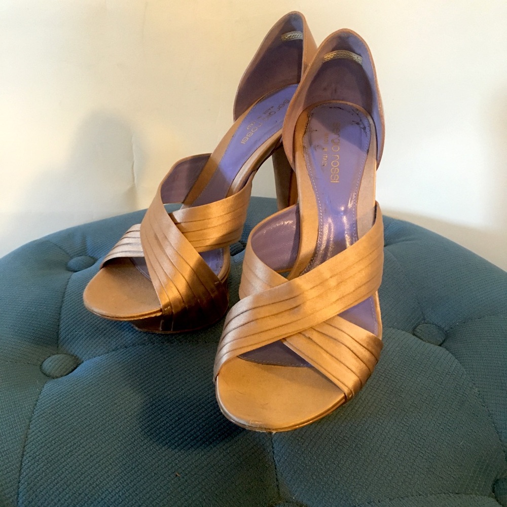 Sergio Rossi platform spikes champagne nude 37